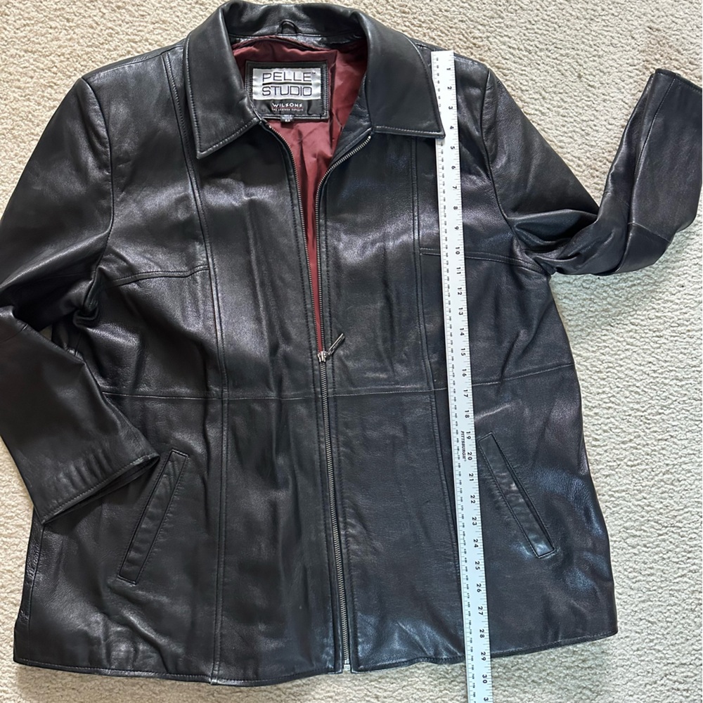 Pelle Studio Genuine Leather Coat With Zipper and Pockets Plus Size 2X